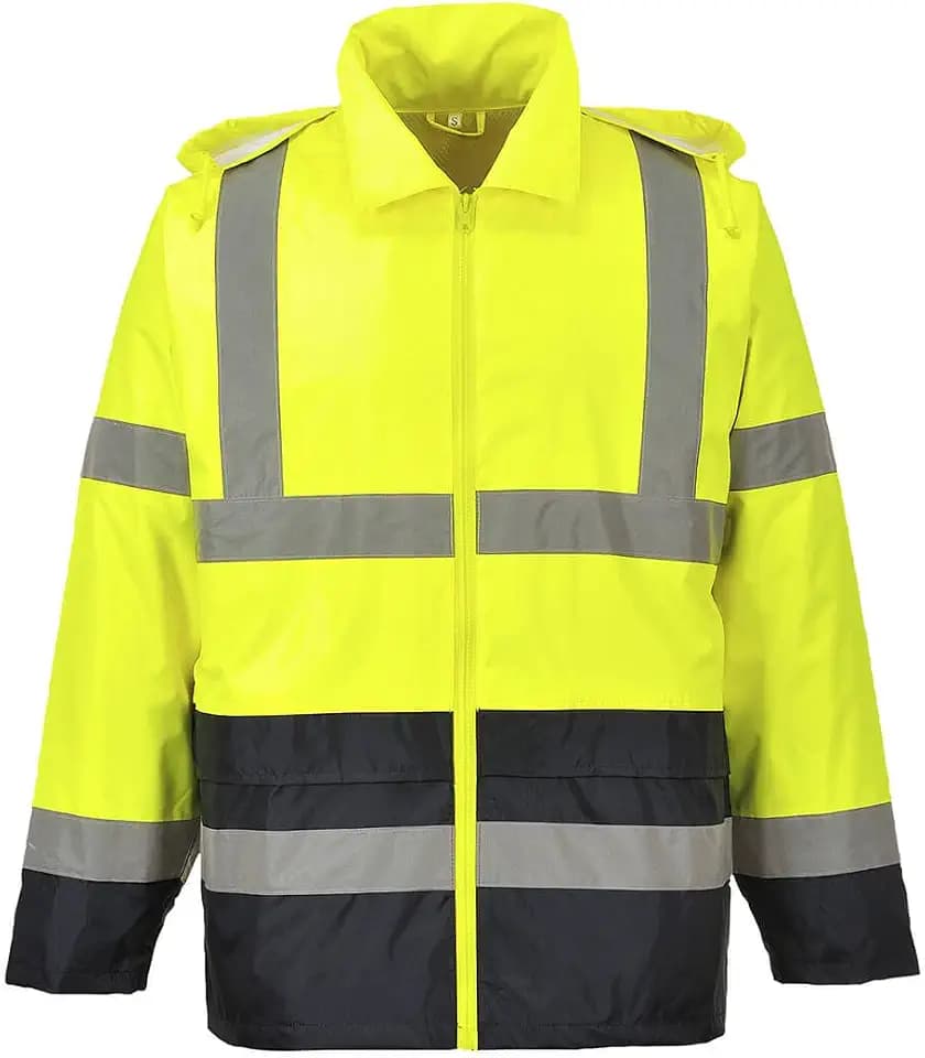 Portwest H443 Klassische Kontrast Warnschutz-Regenjacke 2 Taschen Winddicht