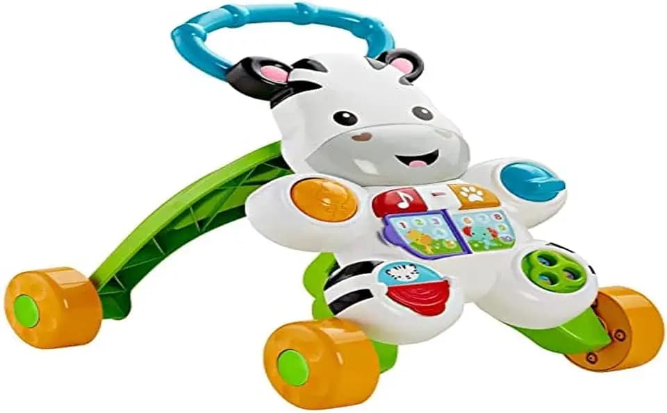 Fisher-Price Lern mit Mir - Zebra Lauflernwagen, musikalisches Aktivitäts- und Gehspielzeug mit Lerninhalten, ab 6 Monaten, Version: Italienisch - Reduzierte Verpackung, HBB66