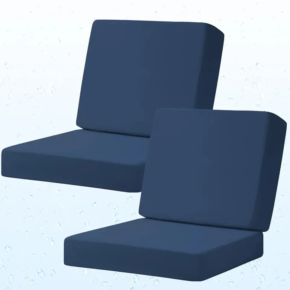 Deep Seat Patio Cushions Outdoor Set of 2, 24x24 inch, Navy Blue