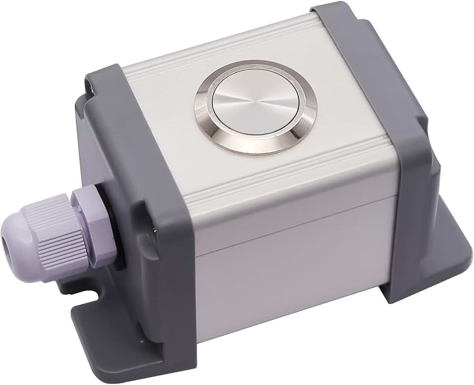 mxuteuk 22mm Momentary Push Button Switch Box Stainless Steel Metal 12V-24V DC 1 NO Flat Top Switch with Waterproof Switch Station G019