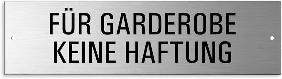 Schild Für Garderobe keine Haftung 150x40 mm Türschild Aluminium Edelstahloptik selbstklebend 2-fach gelocht