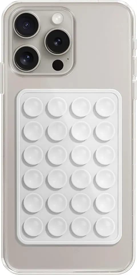 Phone Holder with Silicone Suction Mount, Universal Mobile Stand (White)