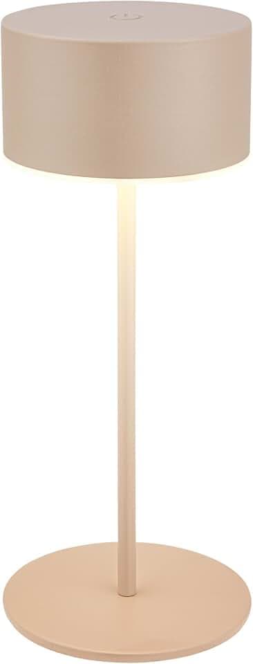 BRILONER - LED Tischlampe kabellos IP44 mit Touch, dimmbar, Lichtkante, Nachttischlampe, Leselampe, LED Lampe, Campinglampe, Tischleuchte, Akkulampe, Outdoor Lampe, 8x19 cm, Beige
