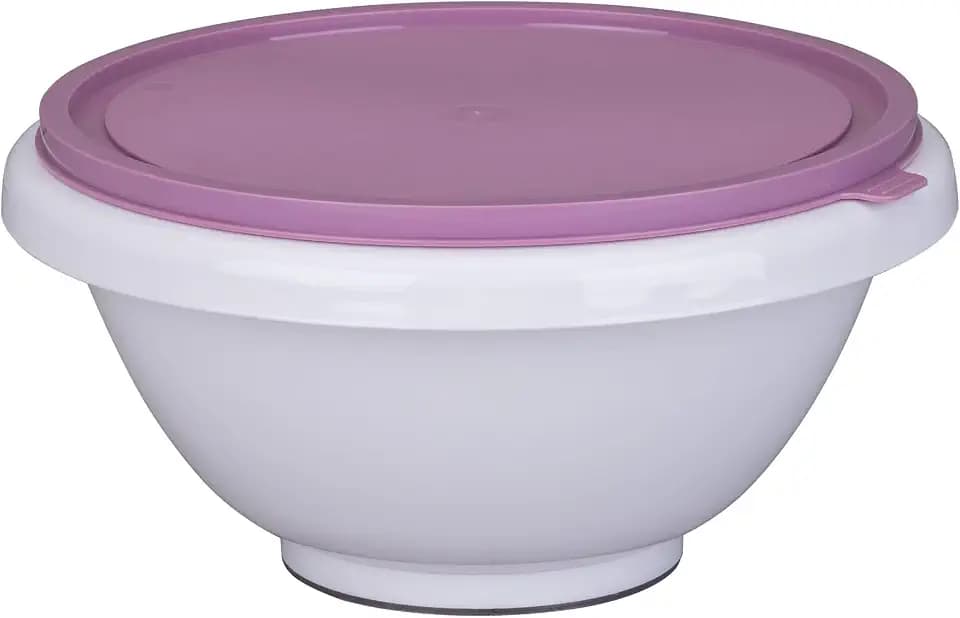 Zenker Rührschüssel mit Deckel Sweet Sensation, 4,5 Liter, Anti-Rutsch, Spülmaschinengeeignet, Perfekt für Teig & Soßen, Weiß/Rose