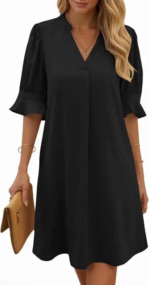 Cicy Bell Damen Sommerkleid Elegant Halbarm Einfarbig Hemdkleid