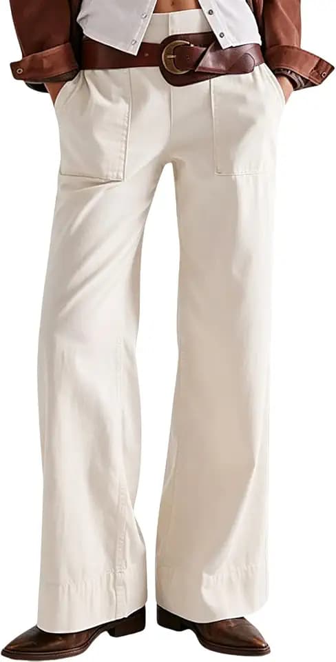 yoeasy Women Wide Leg Jeans Casual Baggy Elastic Waist Pull On Denim Pants
