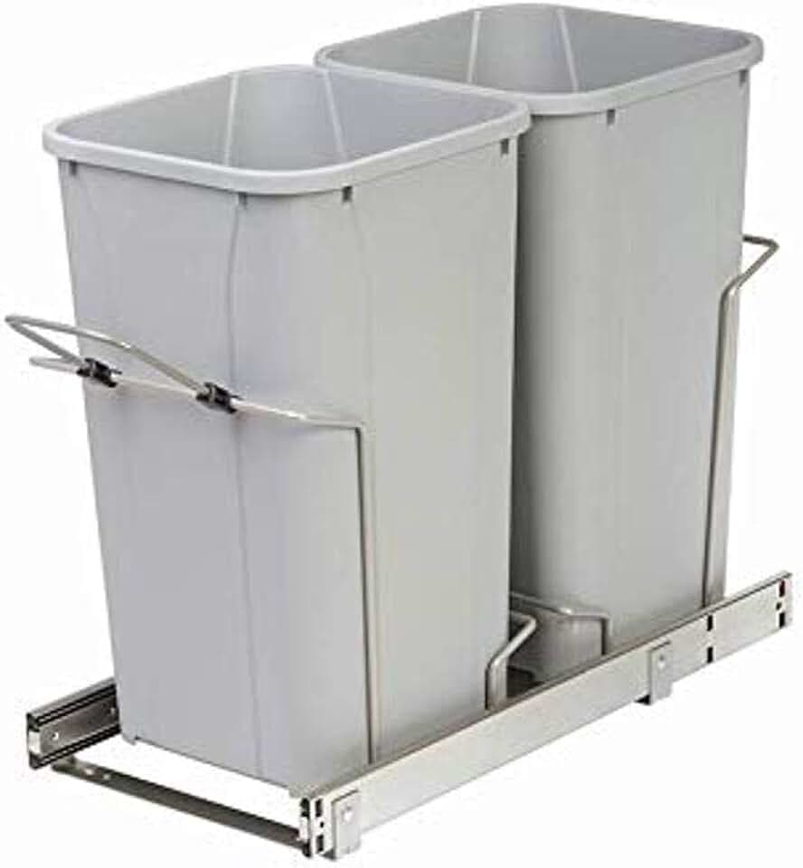 Knape & Vogt FE SCB12–2-27pt doppelt 27 Quart Absenkautomatik, 11–3/20,3 cm X 18–5/40,6 cm X 22–7/40,6 cm Bottom-Mount Ablaufgarnitur und Recycling Mülleimer