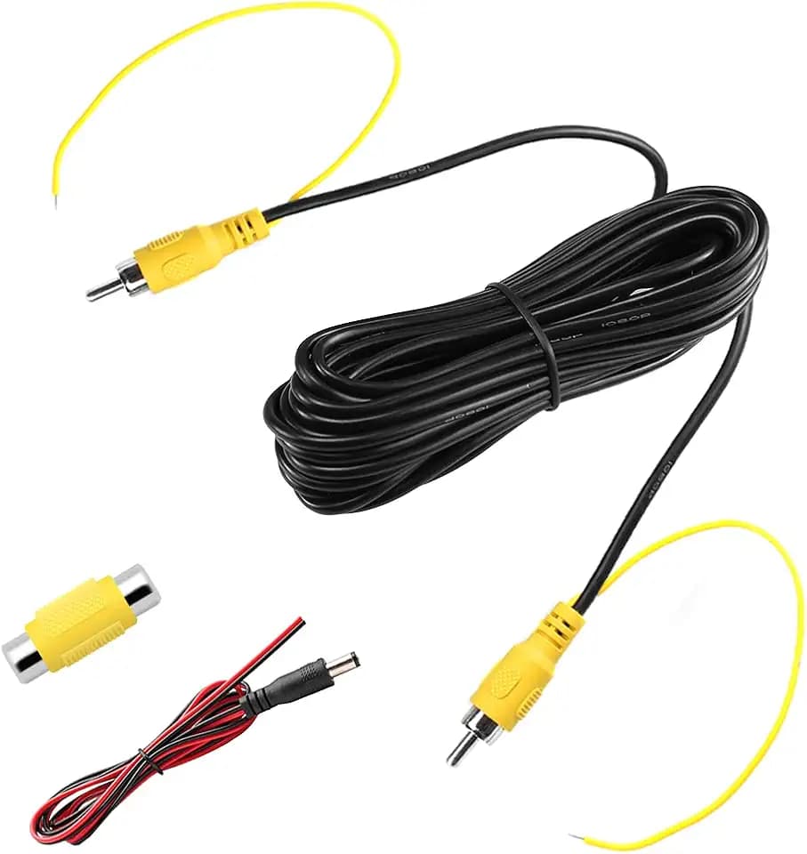 GreenYi 10FT Backup Camera Extension Cable, Upgraded Double-Shielded RCA Video Cable for Monitor and Rear View Camera Connection with Yellow RCA Video Female to Female Coupler and Power Cable