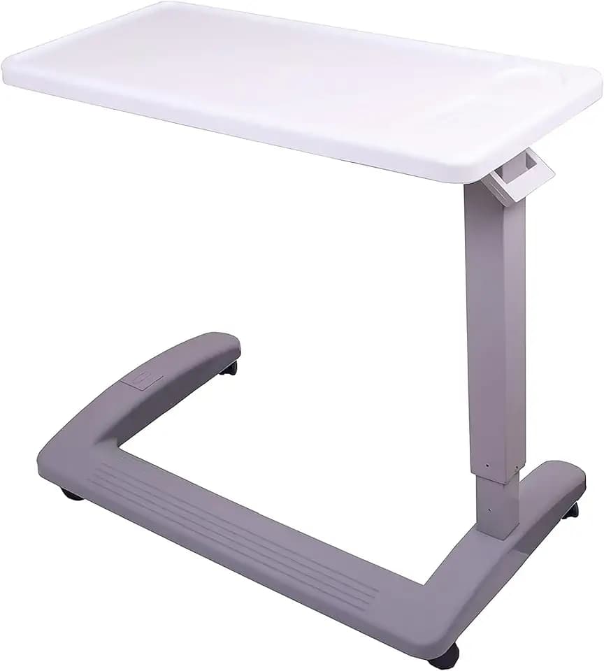 Carex Rolling Overbed Table, Hospital Bed Table, Laptop Tables for Recliner, Bed, Bedside and Sofa, Computer Tables, Hospital Tray, Adjustable with Wheels and Secure Height Adjustment