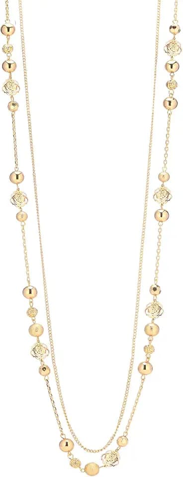 FULU AUTUMN Boho Gold Long Necklaces for Women Natural Stone Beaded Layered Long Necklace Mothers Day Gifts Dainty Flower Costume Jewelry for Women
