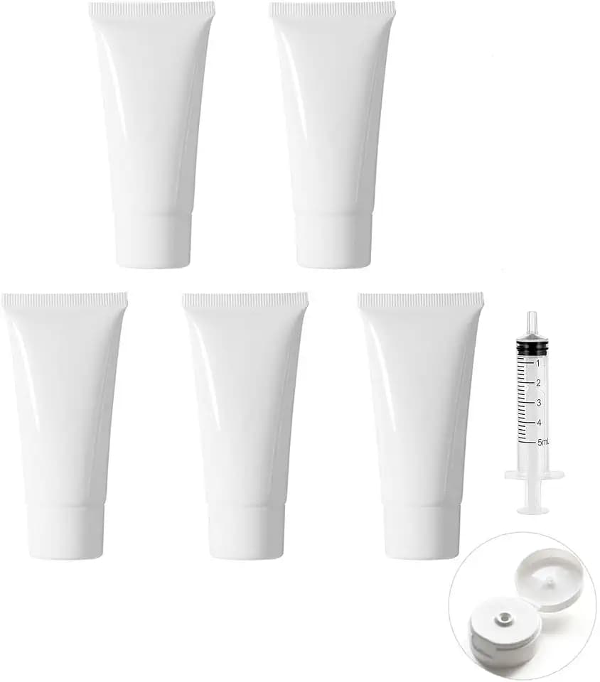 5 leere weiße Tuben, leere Cremebehälter (100 ml)
