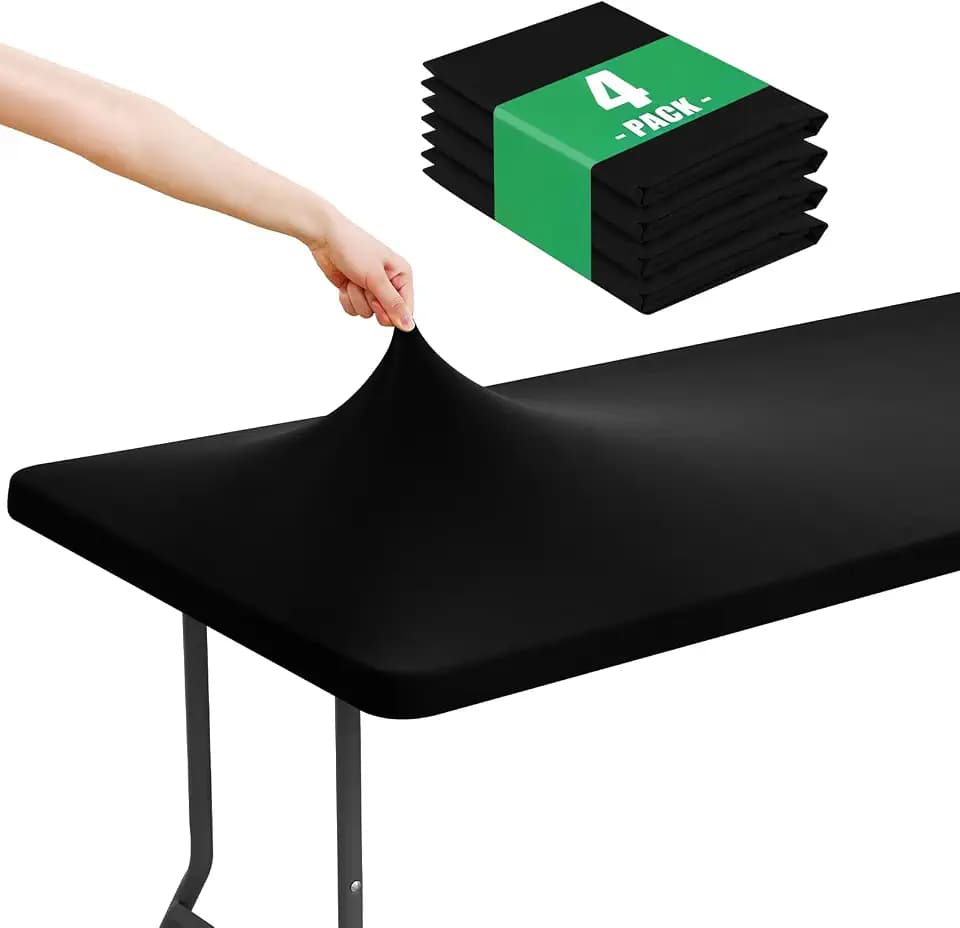 Moosfor 4 Pack Rectangle Spandex Fitted Table Cloth, 6FT Elastic Tablecloth
