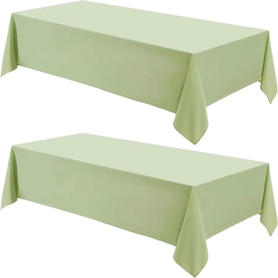 2 Pack Sage Green Rectangle Tablecloths 60x120 Inch for 8ft Tables