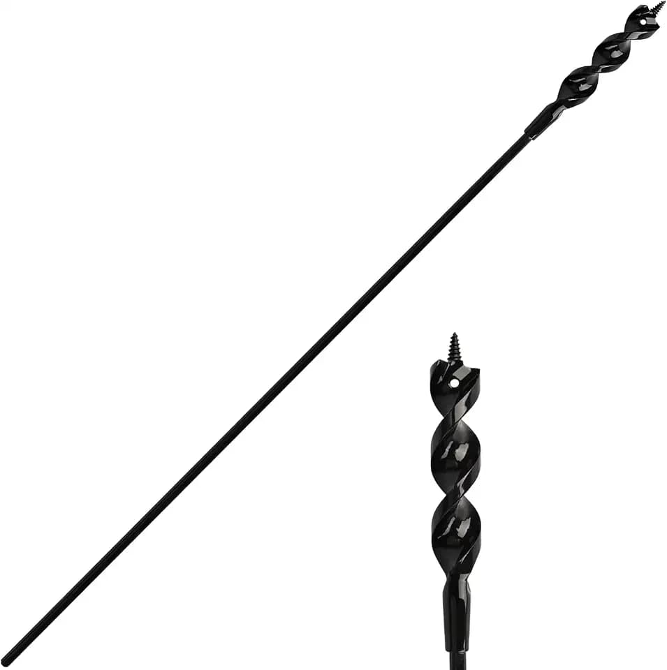 Flexible Installer Drill Bit for Pulling Wires Through Walls Ceilings and Sidewalks, 54-Inch Long, 3/4-Inch Auger with a Fish Eye Hole and Screw Point, 1/4" 3-Flat Anti-Slip Shank.