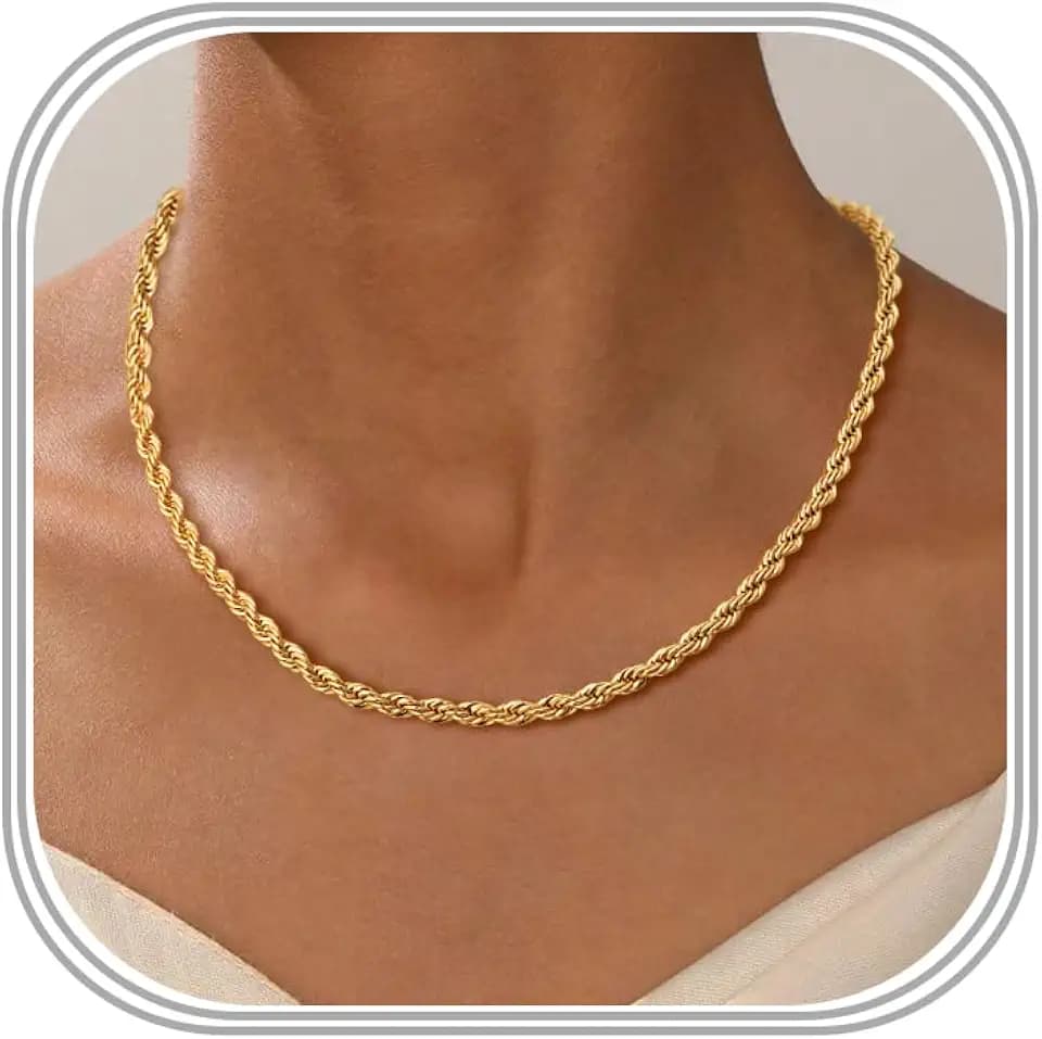 NECOCY Cuban Link Chain Necklace for Women 14K Gold Plated Chain Choker