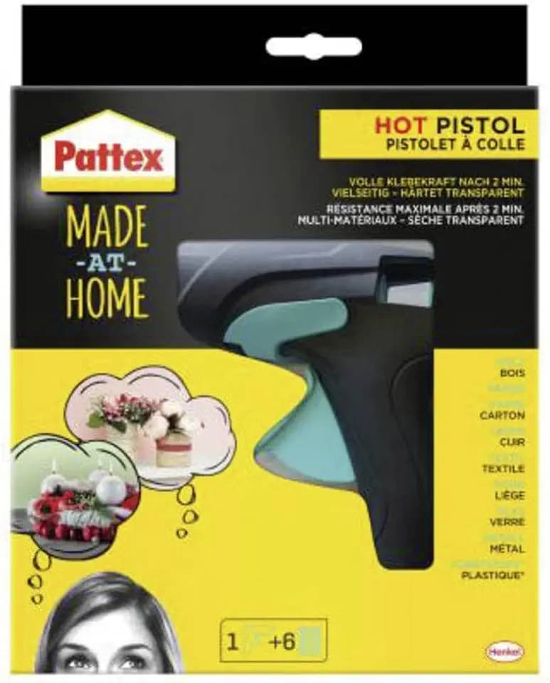 Pattex Made at Home Heißklebepistole, Set mit 6 Klebesticks, 11mm