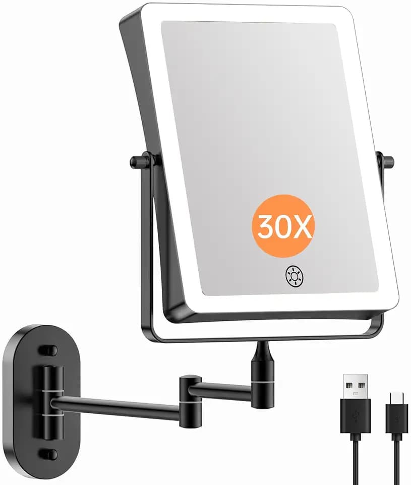Famihomii 5000mAh Wiederaufladbar Kosmetikspiegel mit LED Beleuchtetung