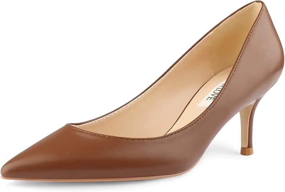 JOY IN LOVE Women's Pointed Toe Kitten Heel Pumps