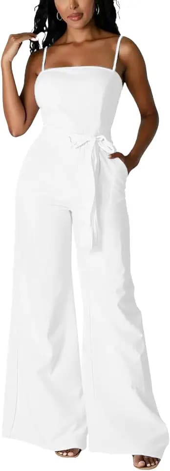 Jumpsuits for Women Dressy Summer Sleeveless Wide Leg Long Work Rompers