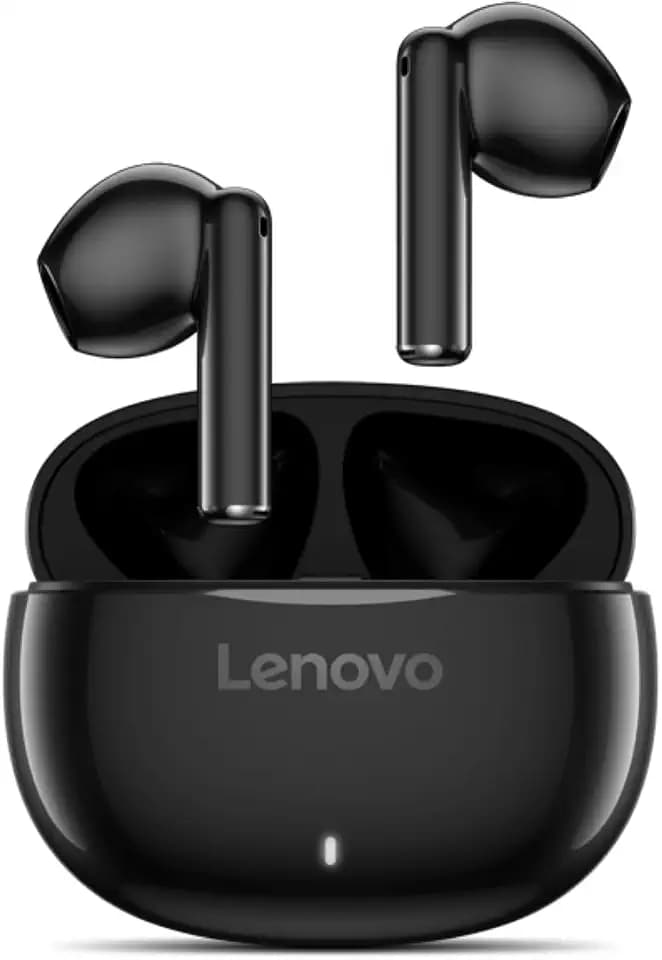 Lenovo E310 True Wireless Earbuds, Bluetooth 5.3 TWS Headphones with 13mm Drivers, AI Noise Reduction Mic, Up to 20H Battery with Case, USB-C Charging, IPX4 Water Resistant, Touch Control, Black