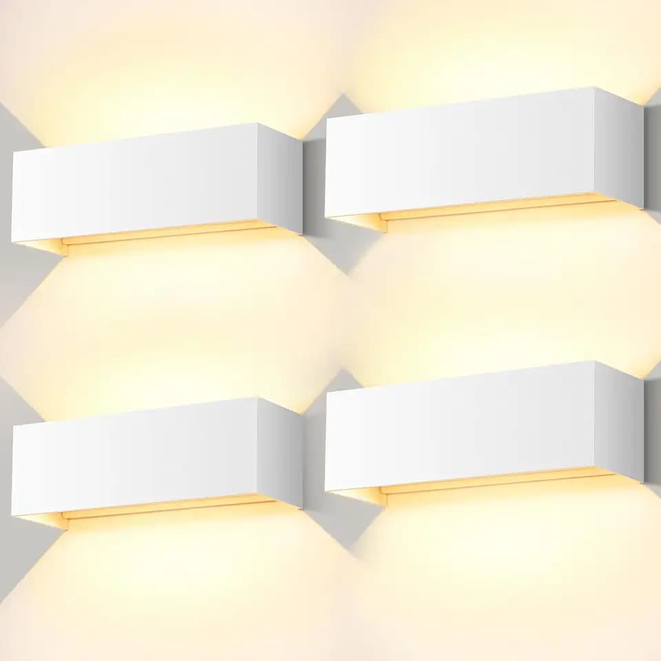 ledmo 30W 4 Stücke Weiß LED Wandleuchten Innen/Außen 3000K Warmweiß 3000LM