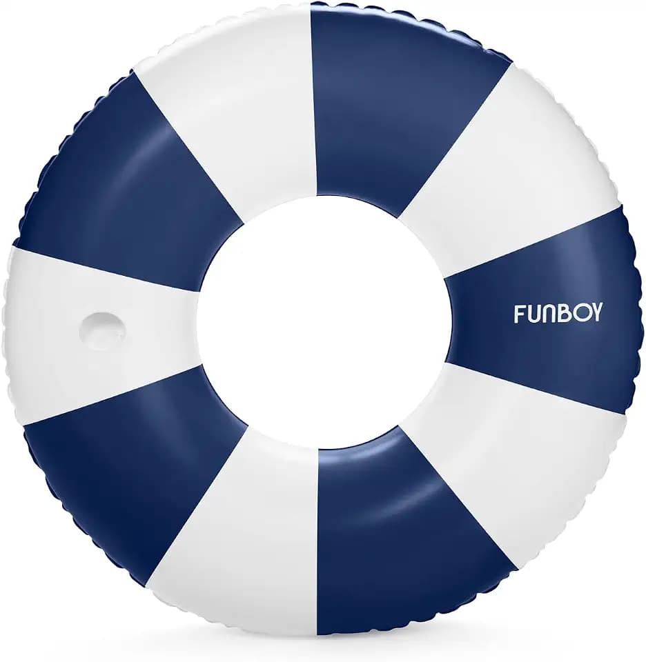 FUNBOY Giant 46" Vintage Navy Stripe Pool Tube Float with Cup Holder