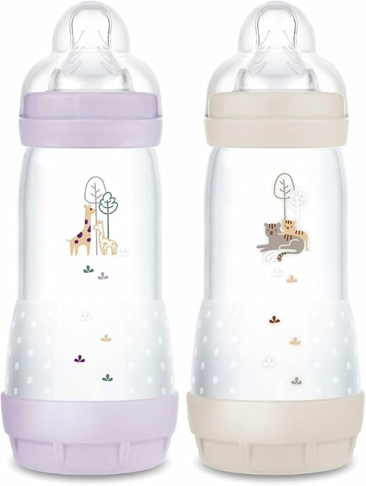 MAM Easy Start Anti-Colic Babyflaschen, 4+ Monate, 320 ml, Flieder + Sand, 2 Stück