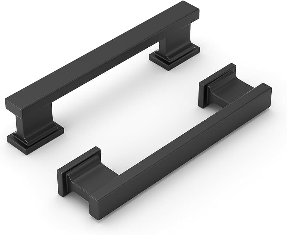 10 Pack 3 Inch Matte Black Cabinet Handles Solid Drawer Pulls