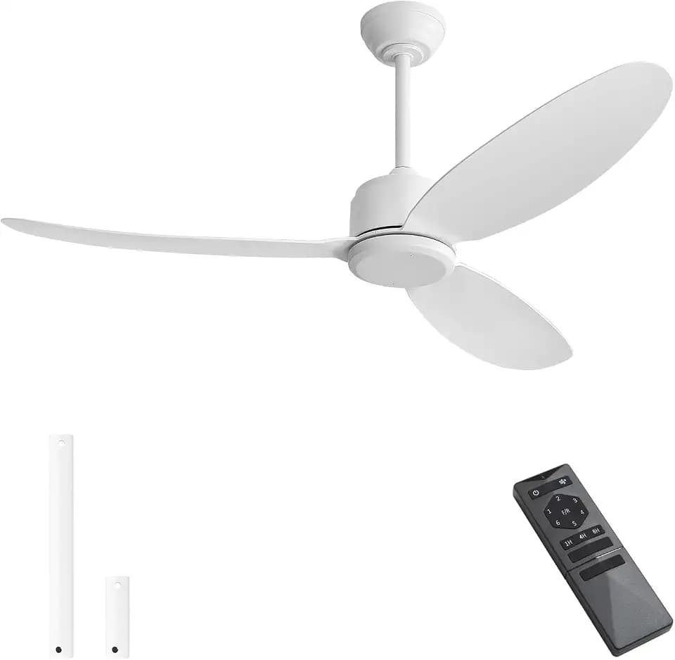 WINGBO 52" Wet Rated Ceiling Fans no Lights, Outdoor/Indoor, White
