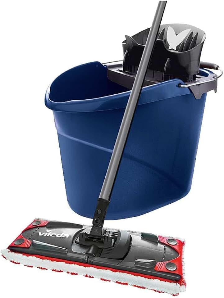 Vileda ULTRAMAX 2in1 Bodenwischer Komplett Set, Wischmopp mit Stiel, Mikrofaser-Bezug und Eimer mit Powerpresse, Limitierte Sonderedition, Farbe Dunkelblau
