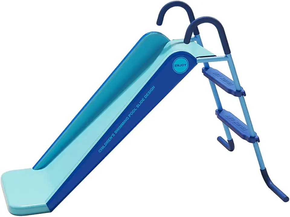 Pool Slide Foldable Pool Water Slide, Summer Swimming Pool Supplies Universal Trampoline Ladder Backyard Slide Home Playground Equipment (Blue)