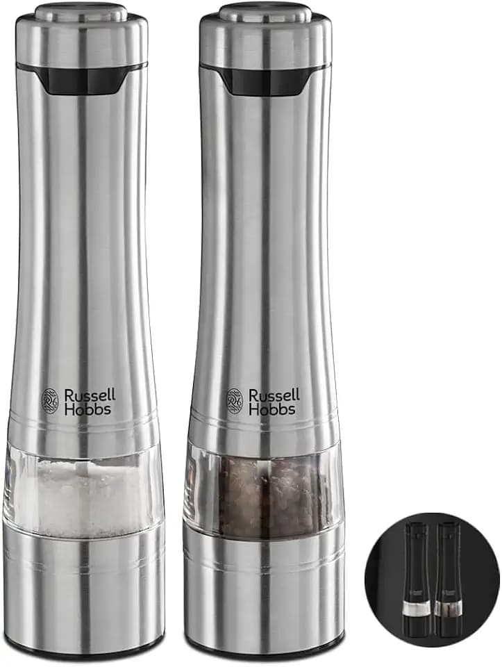 Russell Hobbs Salz- und Pfeffermühle, Edelstahl, Elektrisch, 2er Set