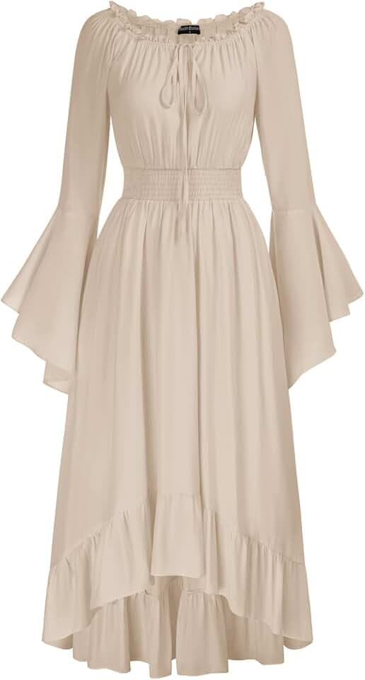 SCARLET DARKNESS Damen Mittelalter Renaissance Schulterfreies Maxikleid