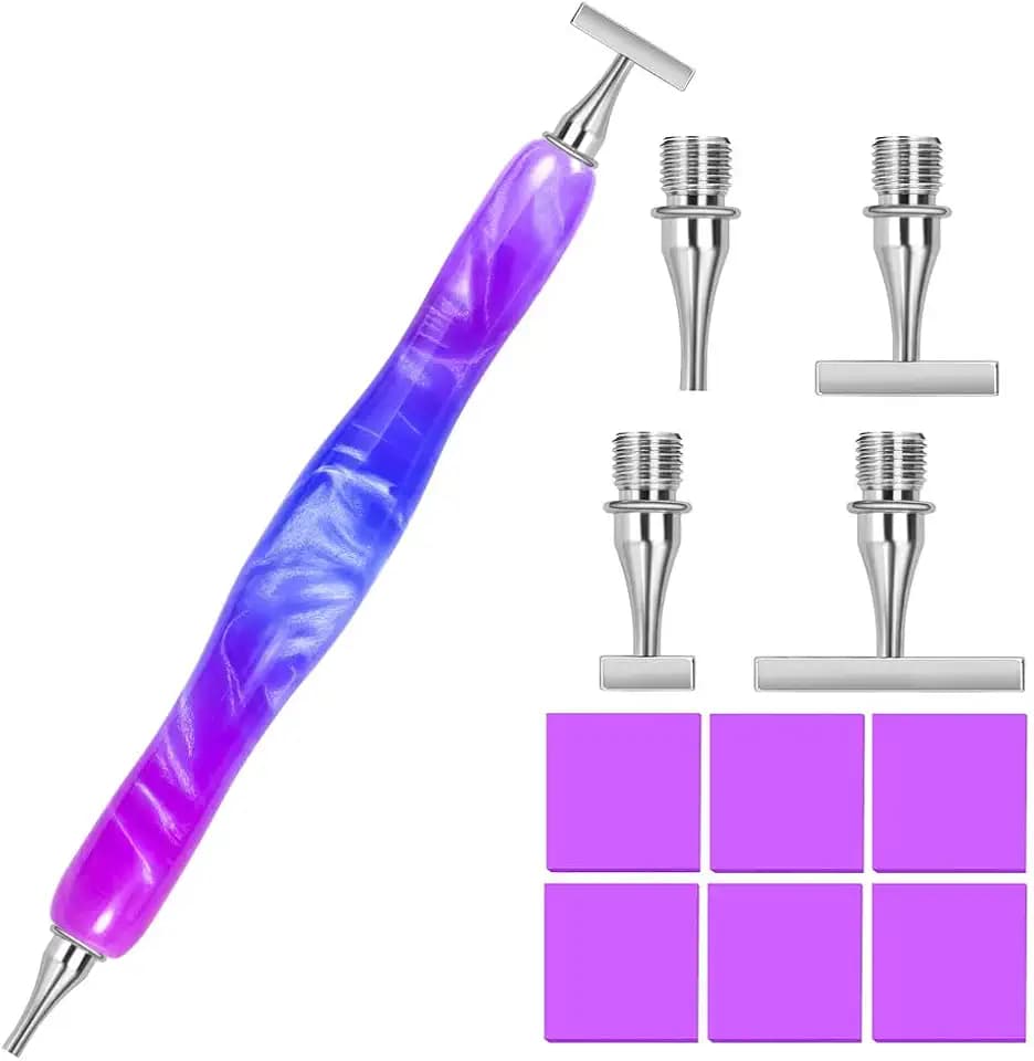 Praise V Do Thin Version Stainless Steel Diamond Painting Art Drilling Pen Kit with Screw Silver Metal Tips Nib Placer Tool Accessories, Ergonomic Diamond Art Pen for 5D Diamond Paint Bead Dot