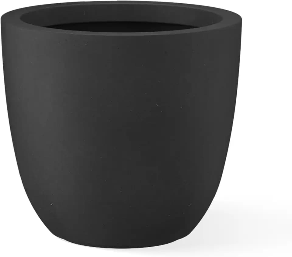 Kante Large Round Bowl Black Concrete Planter 18" Dia, Outdoor