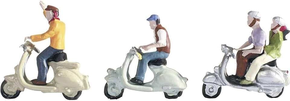 NOCH Motorrollerfahrer, sitzende Figuren aus Kunststoff, für Spur N und N Modelleisenbahnen, ideal für Dioramen
