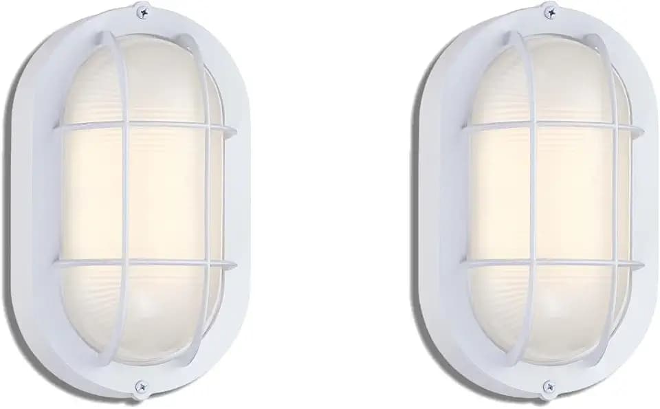 WISBEAM 2 Pack LED Bulkhead Light, Outdoor LED Wall Light for House, Dimmable, 6W Replace 60W, 450 Lumen 3000K Daylight White 80CRI, Waterproof, ETL Rated