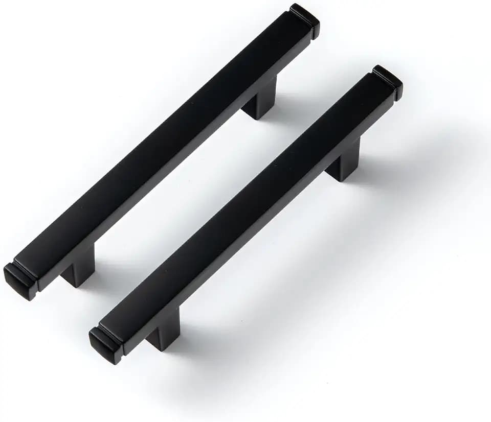Goo-Ki Matte Black Drawer Handles 3 in (76mm) Hole Centers Straight Bar Pull,6-Pack Black Solid Cabinet Handles for Kitchen Cabinets and Dresser Drawers 1814-B-76
