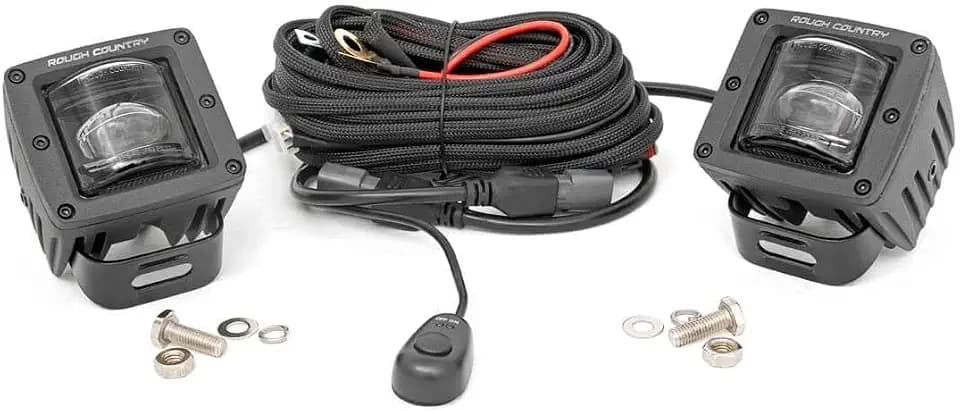 Rough Country 2" Square SAE LED Fog Lights | 2400 Lumens | Pair - 70907