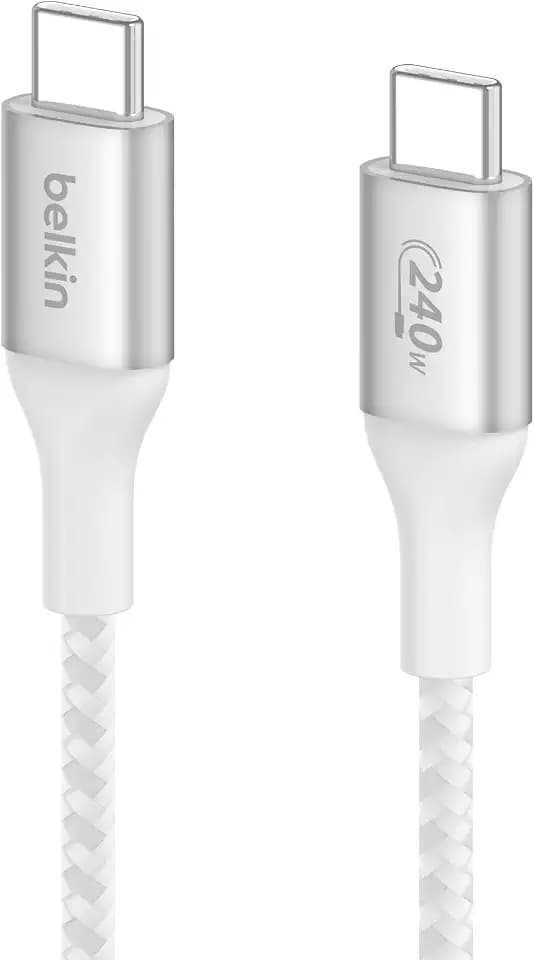 Belkin USB C to USB C 240W Braided Cable 3.3ft Fast iPhone Charger Cord