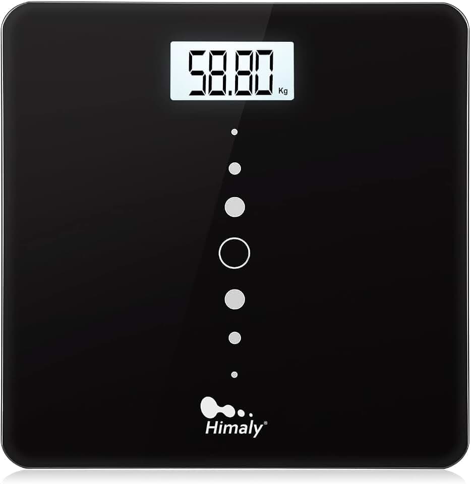 Himaly Digitale Personenwaage bis zu 200 kg, Ultraschlanke Körperwaage mit 4 Hochpräzisions-Sensoren, Elektronische Waage mit großem LCD-Displa