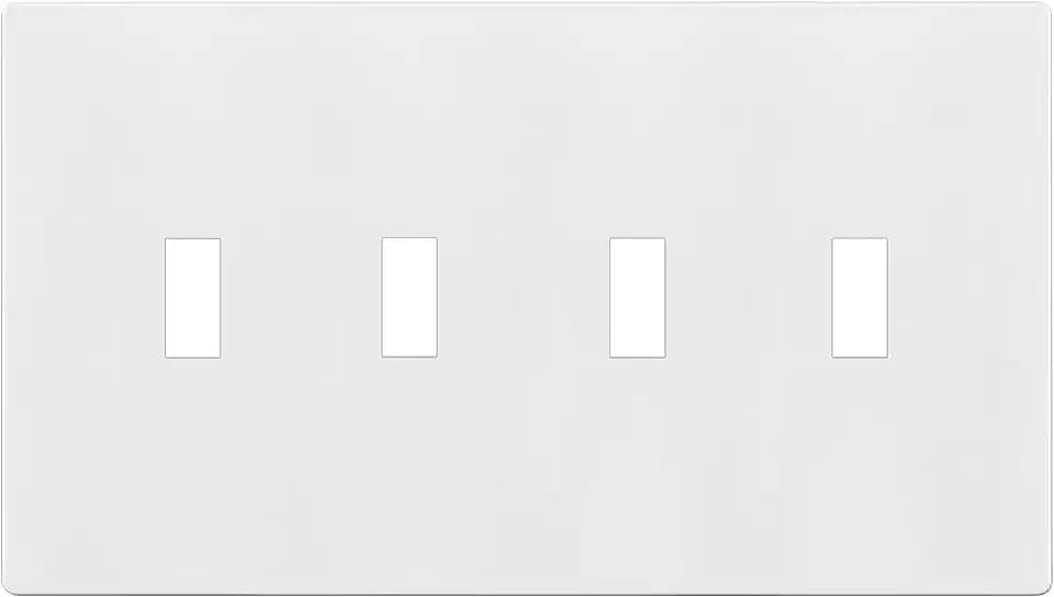 ENERLITES Screwless 4-Gang Toggle Light Switch Wall Plate Cover, White