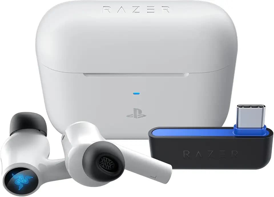 Razer Hammerhead HyperSpeed Wireless Multi-Platform Gaming Earbuds for PlayStation 5 / PS5, PC, Mobile: ANC - Noise Cancelling Mic - Bluetooth 5.2 - RGB Chroma - 30 Hr Battery
