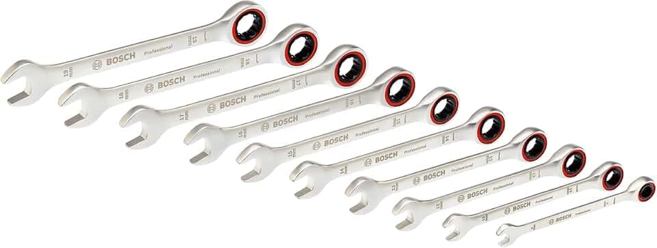 Bosch PRO Ratschenschlüssel Set 10tlg. (Größen inkl. 8, 10, 12, 13, 14, 15, 16, 17, 18 und 19 mm)