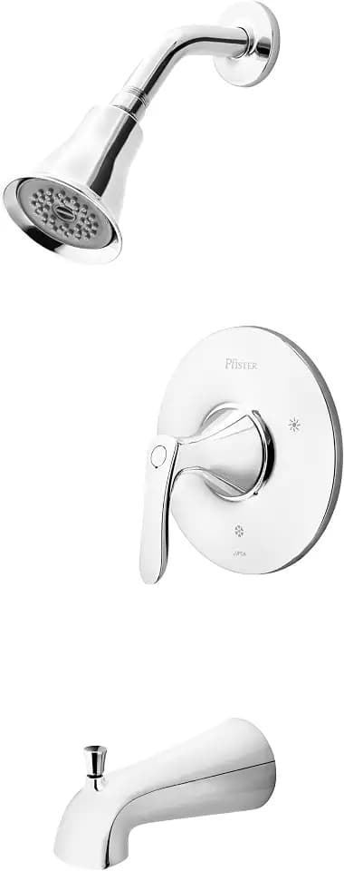 Pfister Weller Tub & Shower Trim Kit 1-Handle 3-Hole Install Multi-Function Shower Head with 5 Spray Modes QuickConnect Tub Spout Polished Chrome Finish LG898WRC - Valve Sold Separately