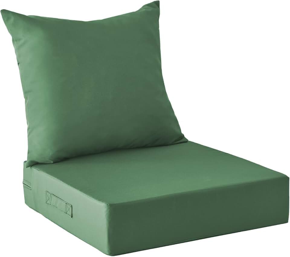 IPYNBAP Outdoor Cushions for Patio Furniture,Outdoor Seat Cushion Set 24 x 24 x 5.75 Inch,Waterproof & Fade Resistant Outdoor Chair Cushions,Deep Patio Chair Cushion with Removable Cover,ForestGreen