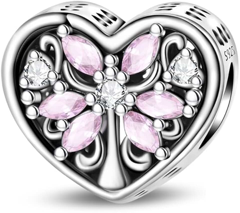 KUNSIR Charm Anhänger Damen 925 Sterling Silber für Armband Charms Beads passend für Pandora Armband und Halskette, Kompatibel mit Europäischen Armbänder für Frauen Mädchen C2