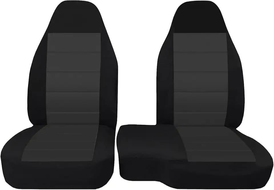 2Pcs Front 60/40 Cloth High Back Bench Seat Cover for Ford Ranger XLT & for Mazda B-Series 2004 2005 2006 2007 2008 2009 2010 2011 2012 Black