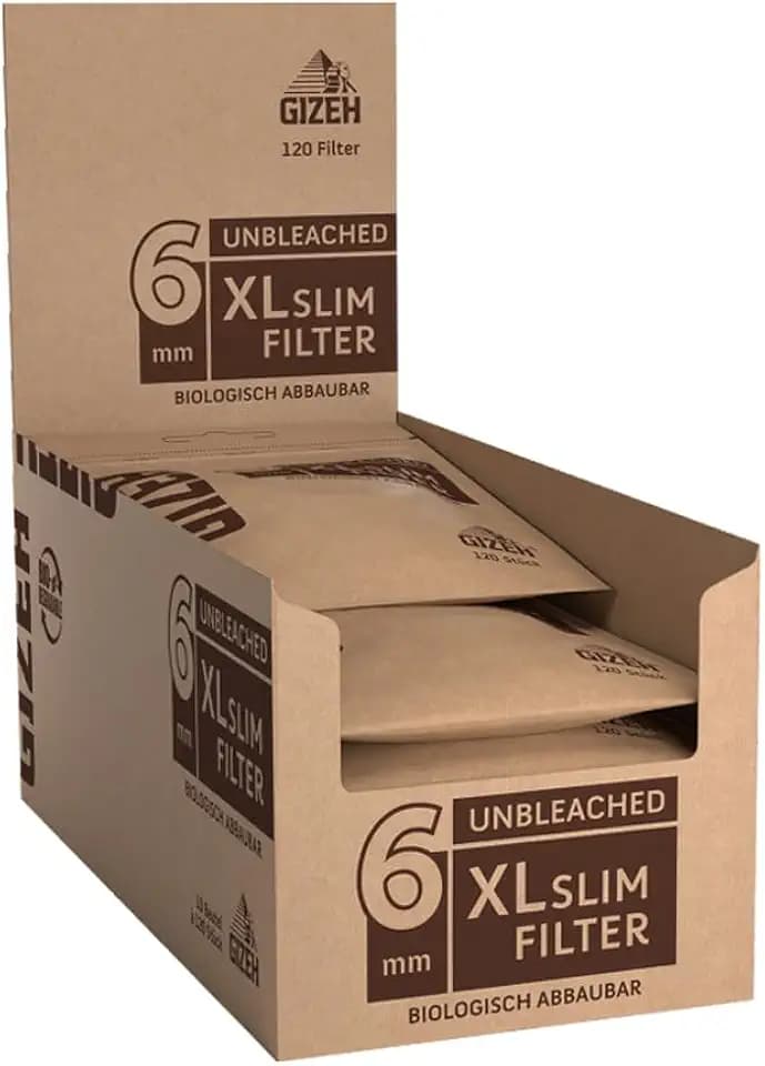 Gizeh Unbleached XL Slim Filter, Ø 6 mm – 10 Beutel á 120 Filter