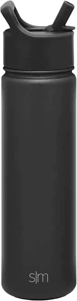 Simple Modern Trinkflasche mit Strohhalm | Wasserflasche Edelstahl Isolierte für den Sport Fitnessstudio | Summit | 650ml | Midnight Black